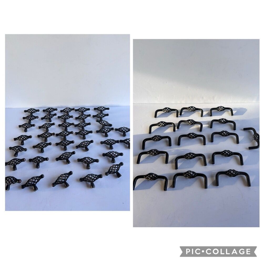 Black Decorative Metal Drawer Pulls - Set of 53